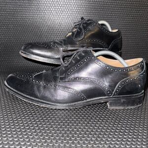Cole Haan Vintage Style All Black Leather Wingtip Dress Shoes Mens Size 11M